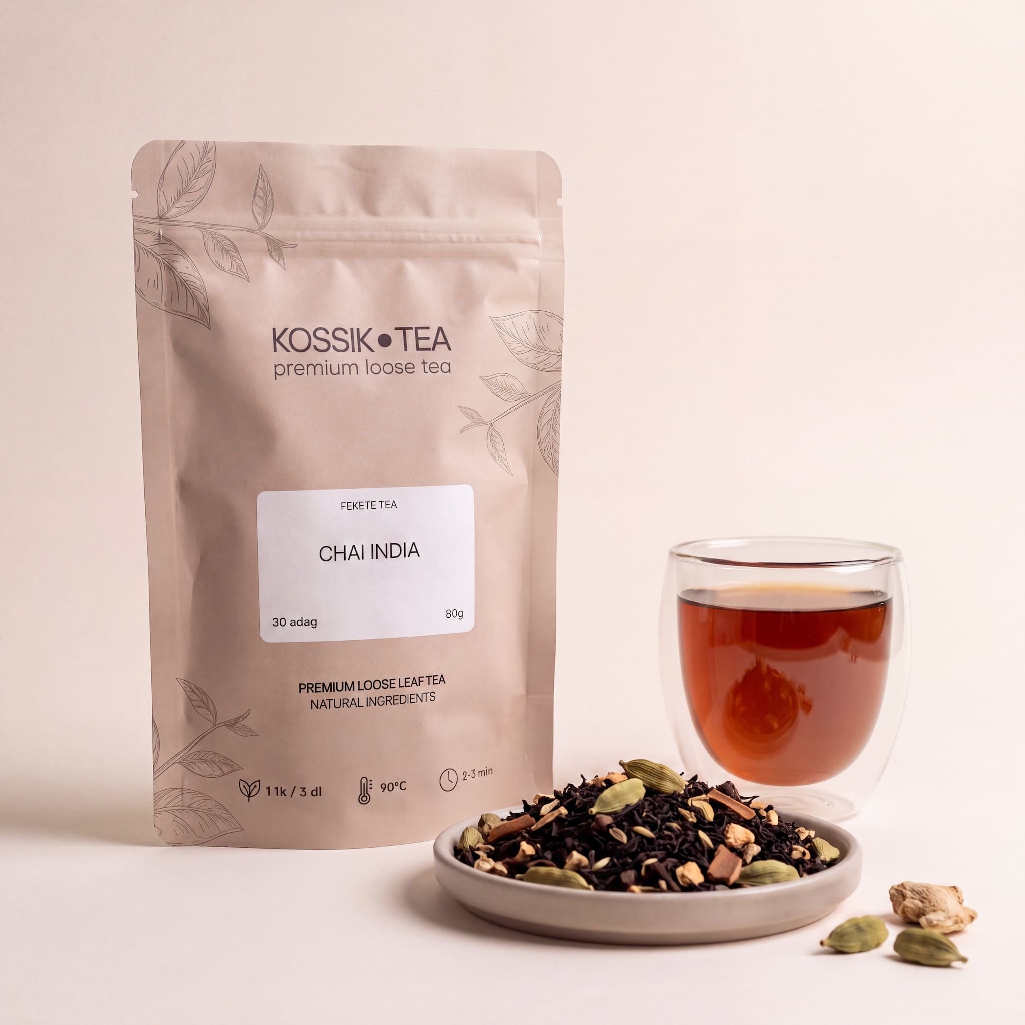 Chai India fekete tea csomagolása – Kossik Tea & Coffee