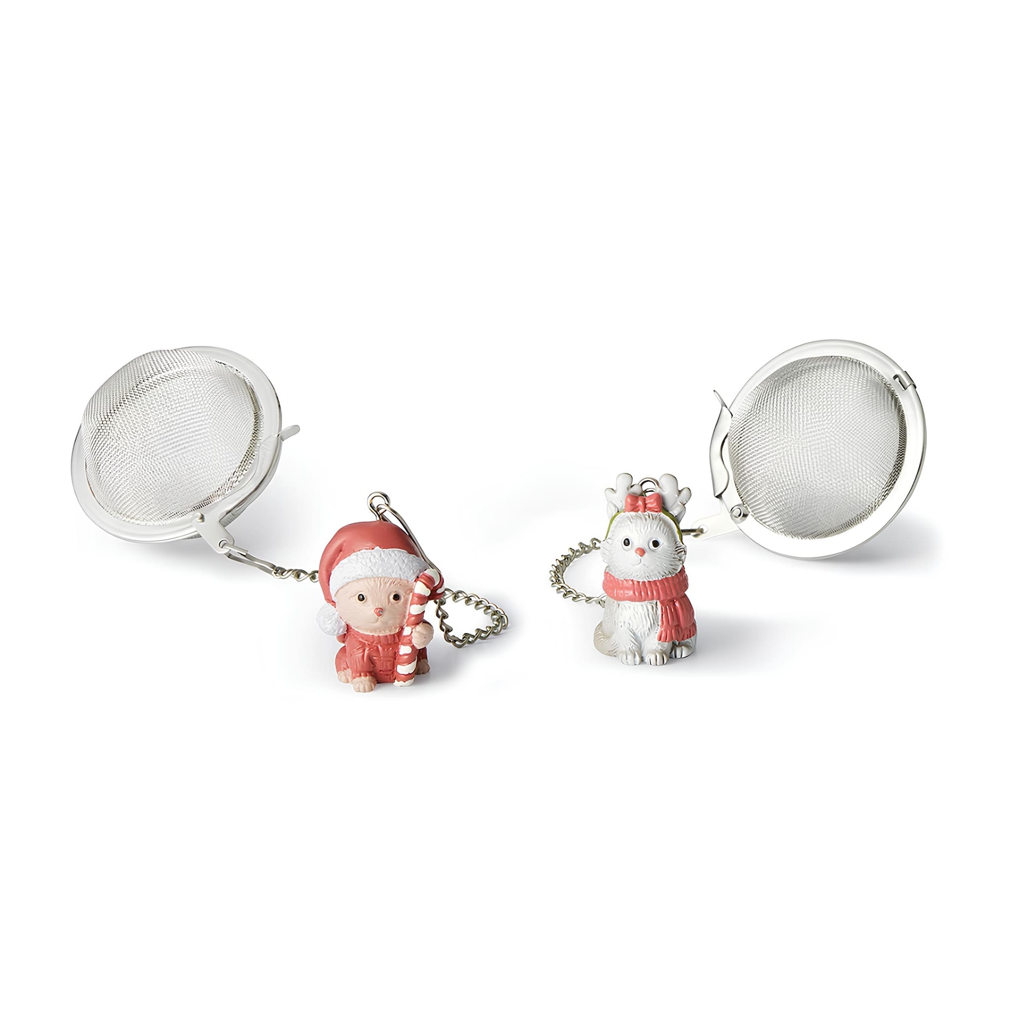 klasszikus teatojás rozsdamentes acélból karácsonyi cica medállal