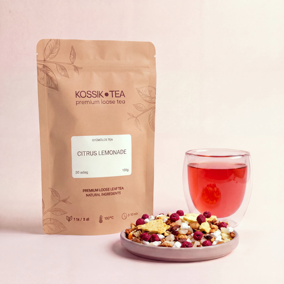 Citrus Lemonade gyümölcstea csomagolása – Kossik Tea & Coffee