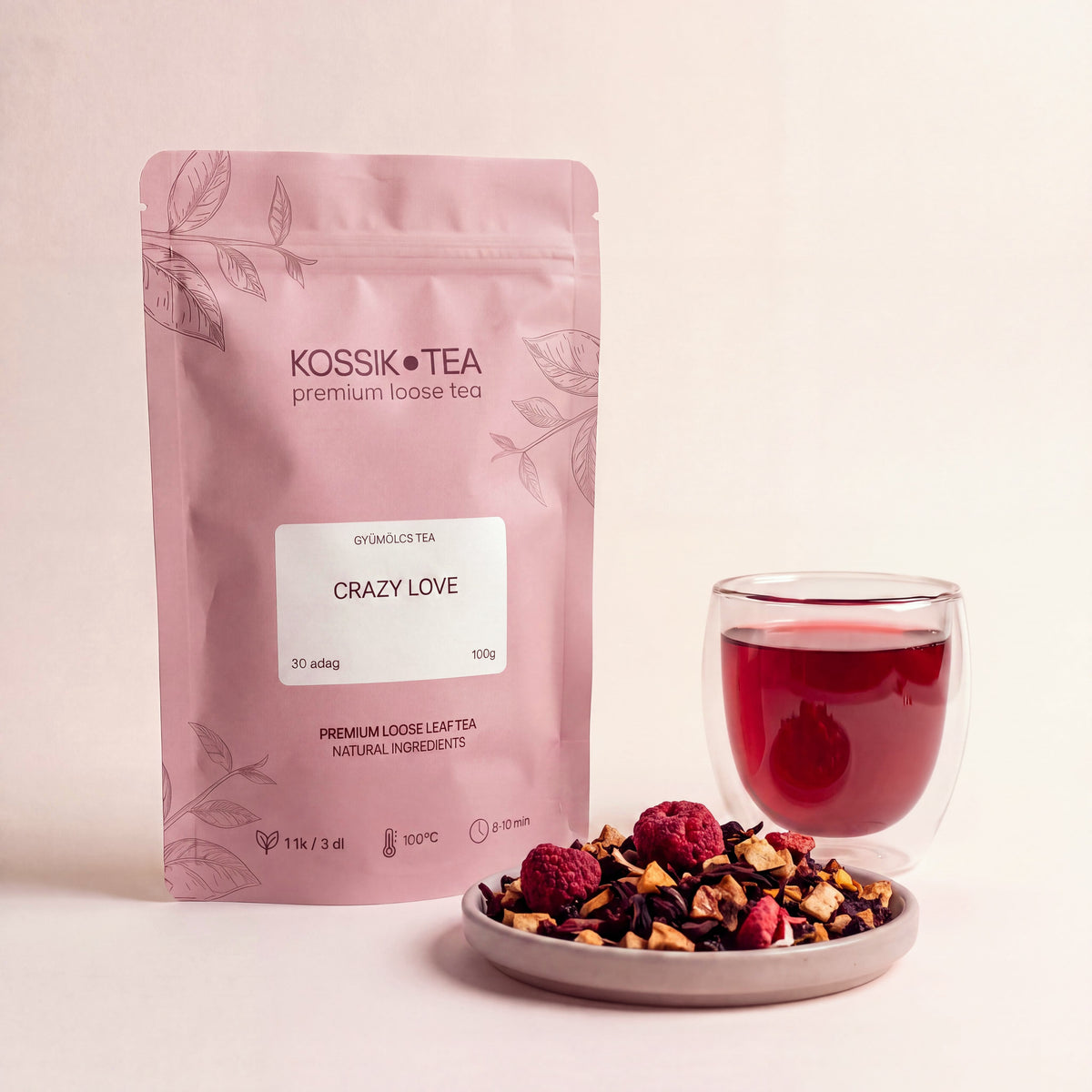 Crazy Love gyümölcstea csomagolása – Kossik Tea & Coffee