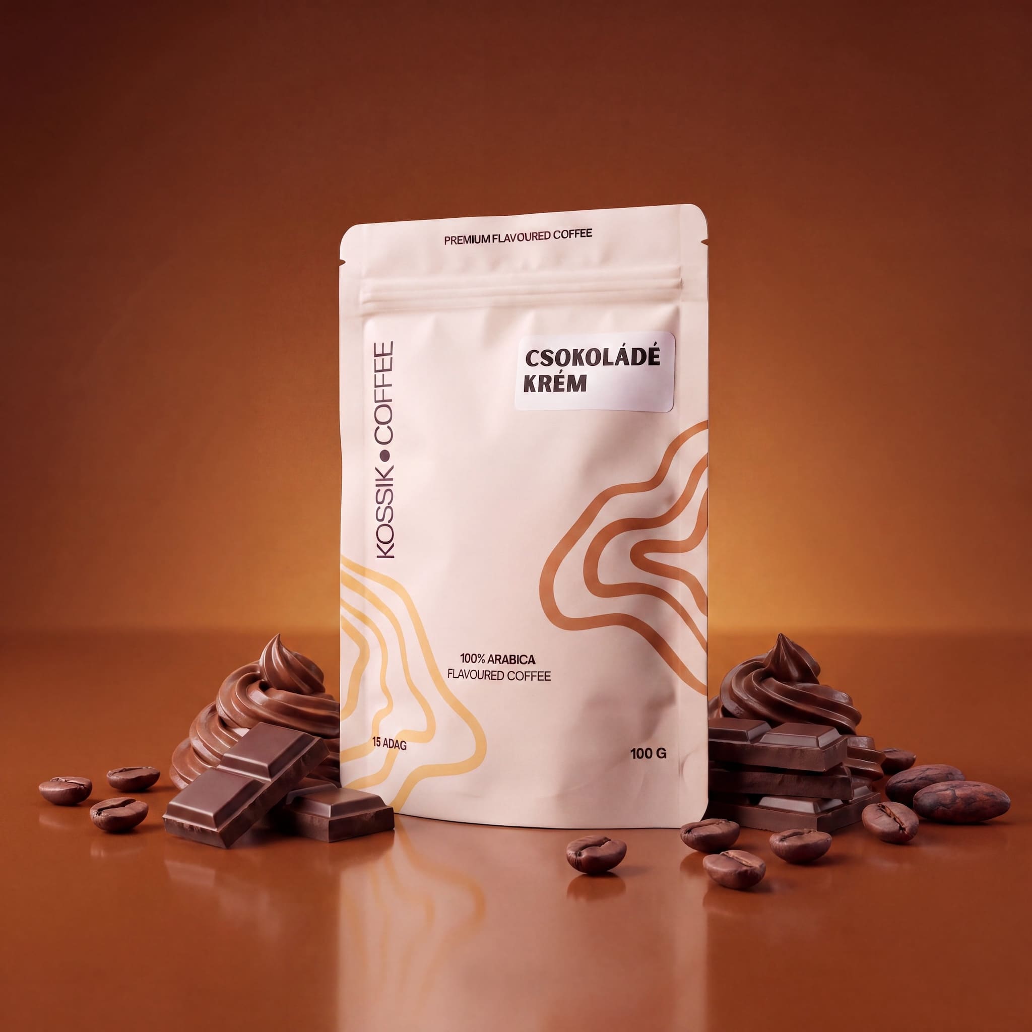 csokoládé krém ízesítésű 100% arabica kávé, kiváló minőségű prémium termék