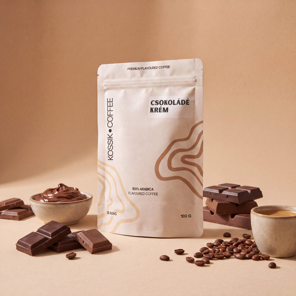csokoládé krém ízesítésű 100% arabica kávé, kiváló minőségű prémium termék