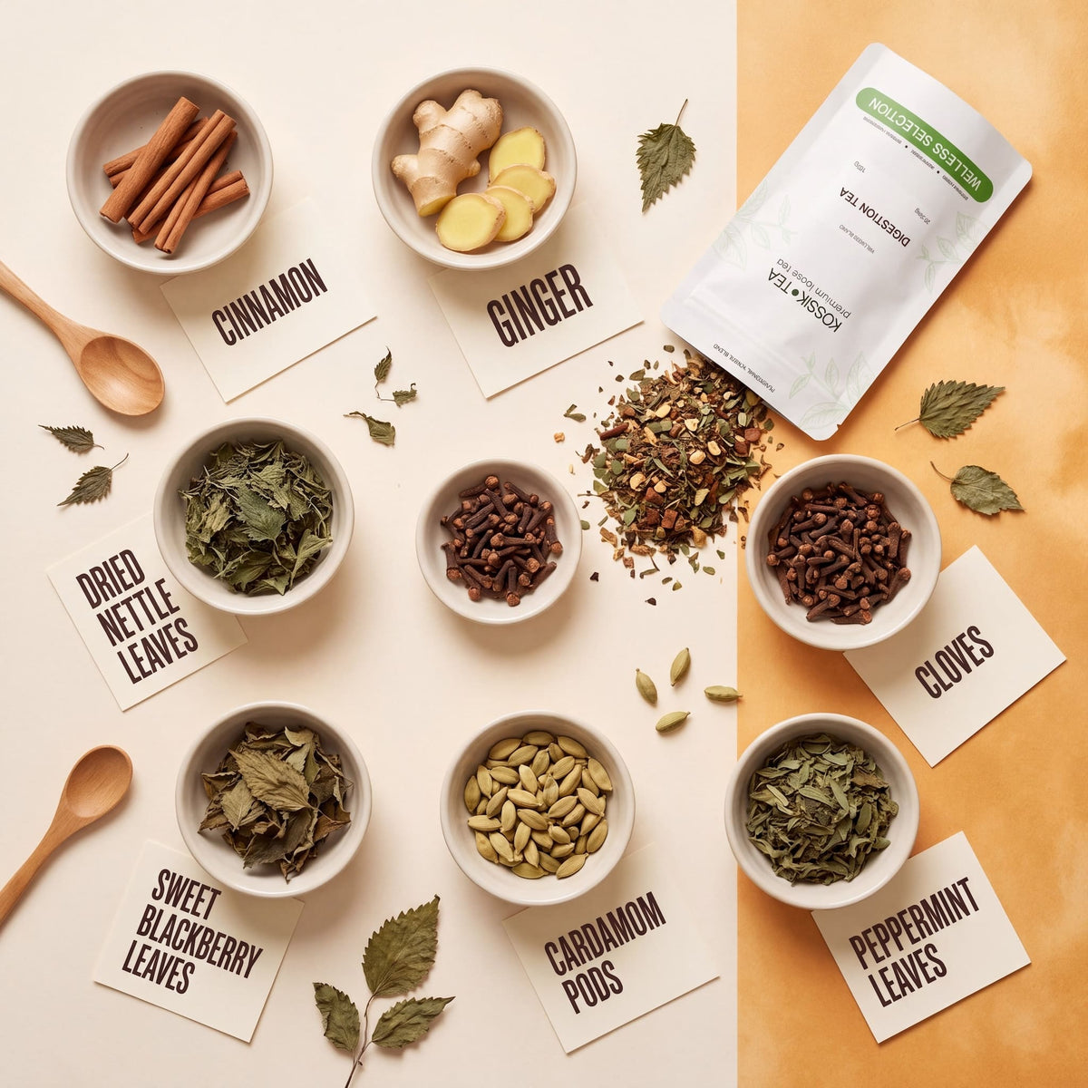 Digestion Tea összetevői: gyömbér, kardamom, fahéj