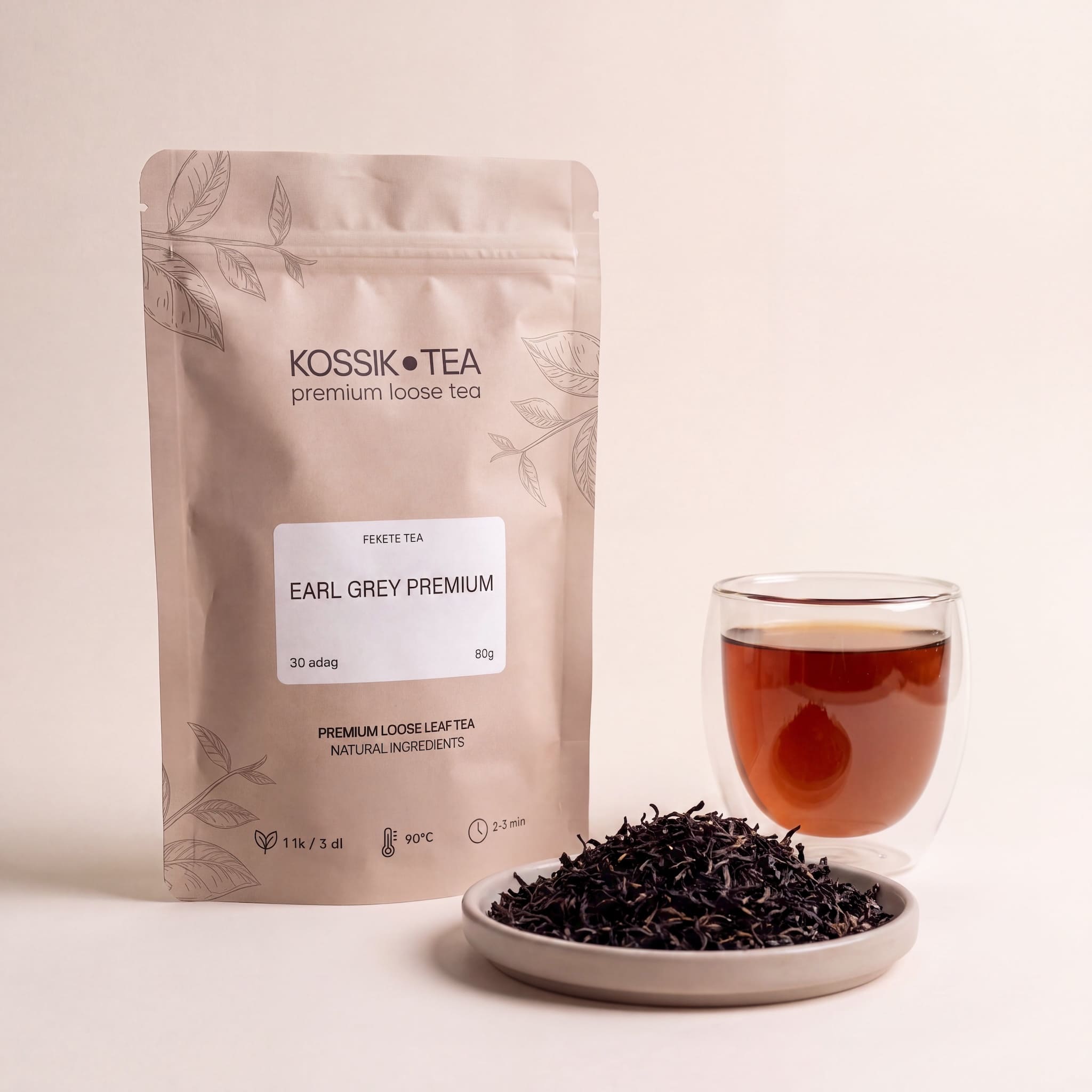 Earl Grey Premium fekete tea csomagolása – Kossik Tea & Coffee