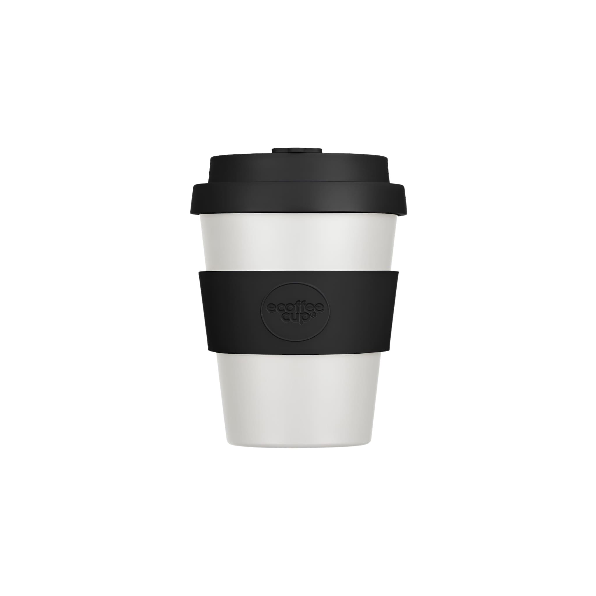 fenntartható ecoffee cup black nature fekete fehér kávés pohár 180 ml tetővel, újrahasználható kulacs