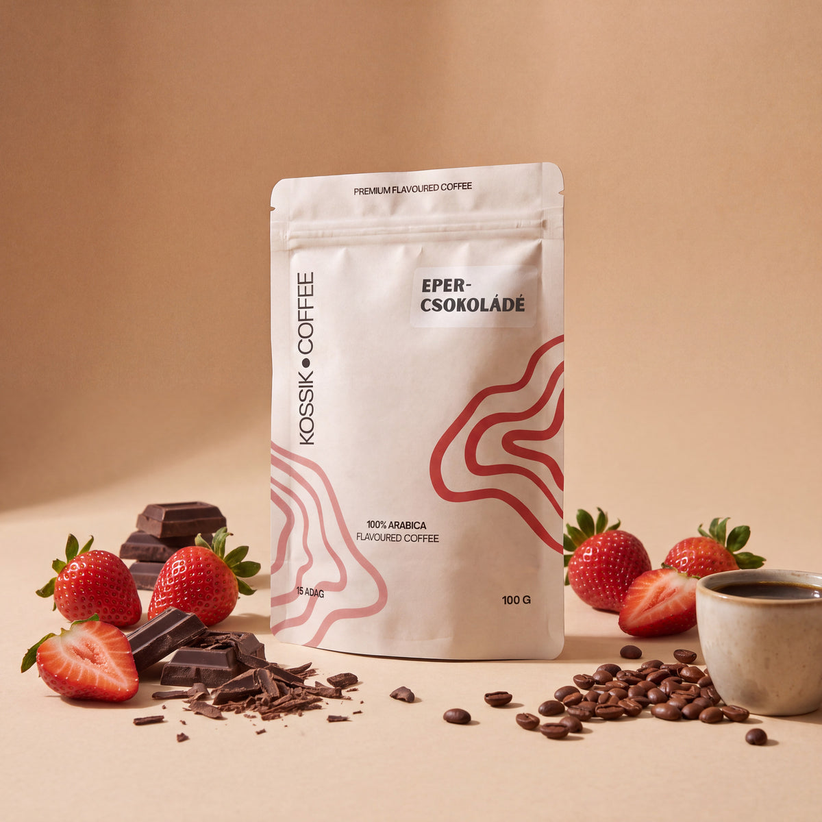 eper és csokoládé aromájú 100% arabica kávé, prémium minőségű