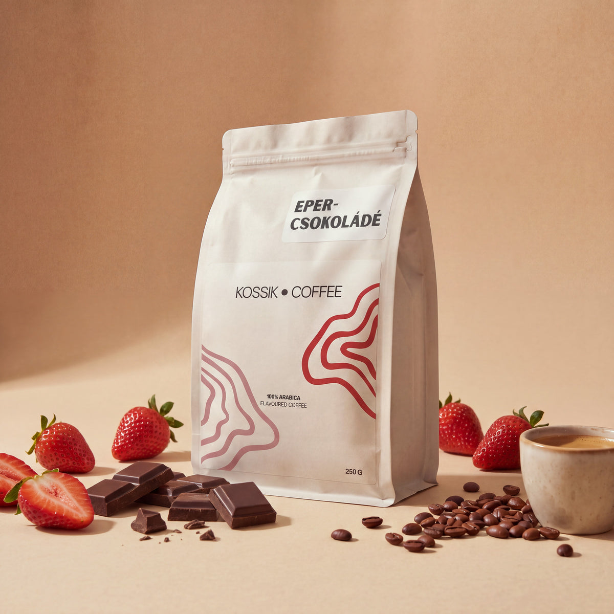 eper és csokoládé aromájú 100% arabica kávé, prémium minőségű