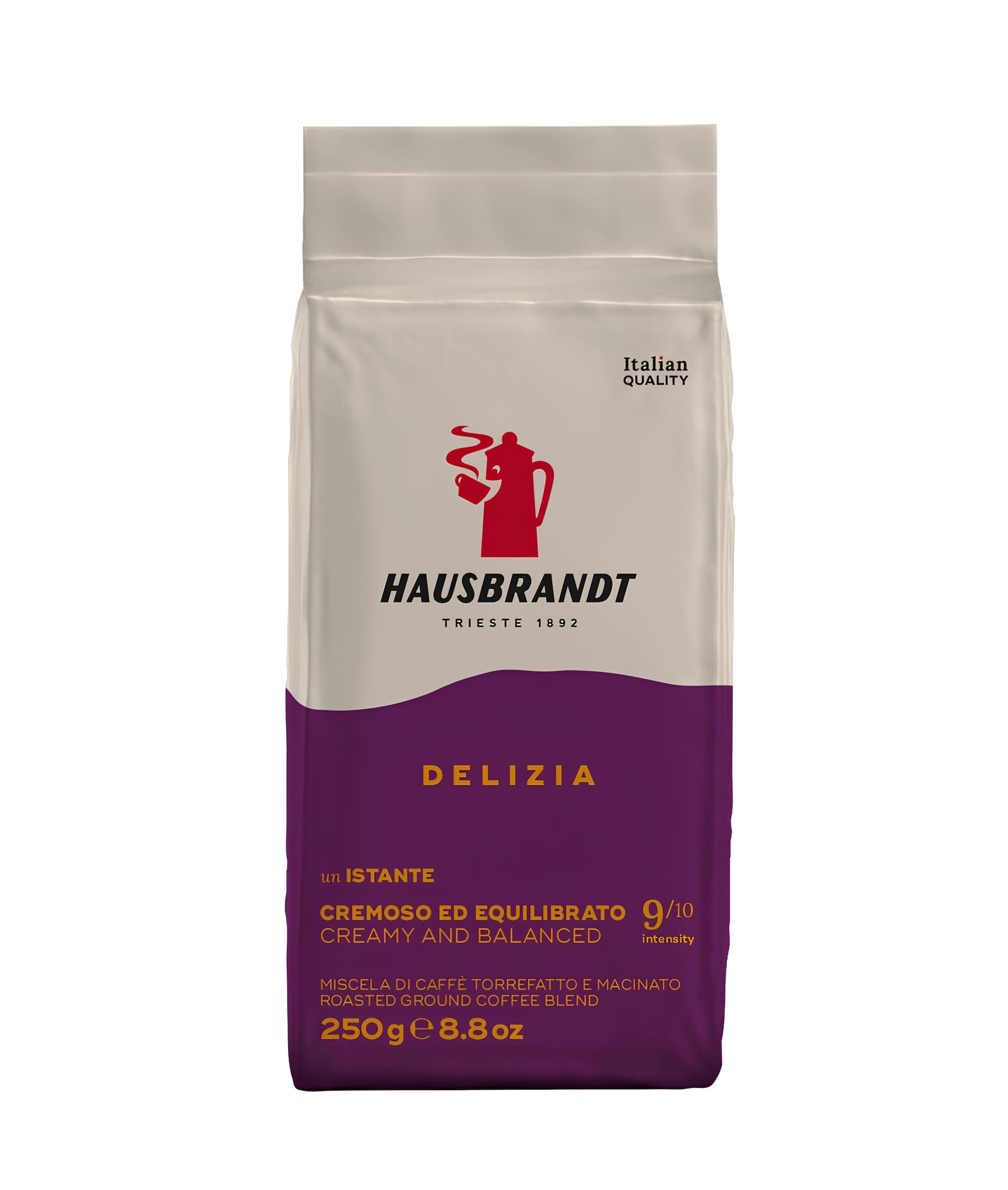 hausbrandt delizia őrölt kávé 250 g fémdobozban prémium minőség arabica-robusta keverék