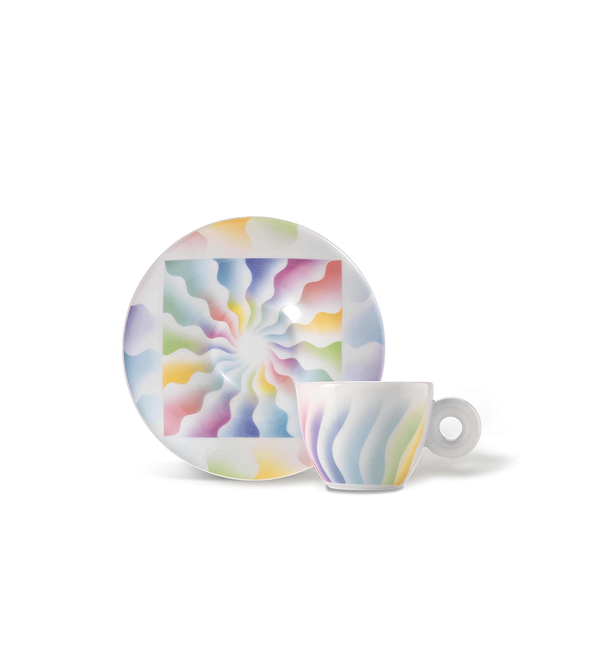 illy judy chicago espresso csésze alátéttel színes absztrakt mintával 1