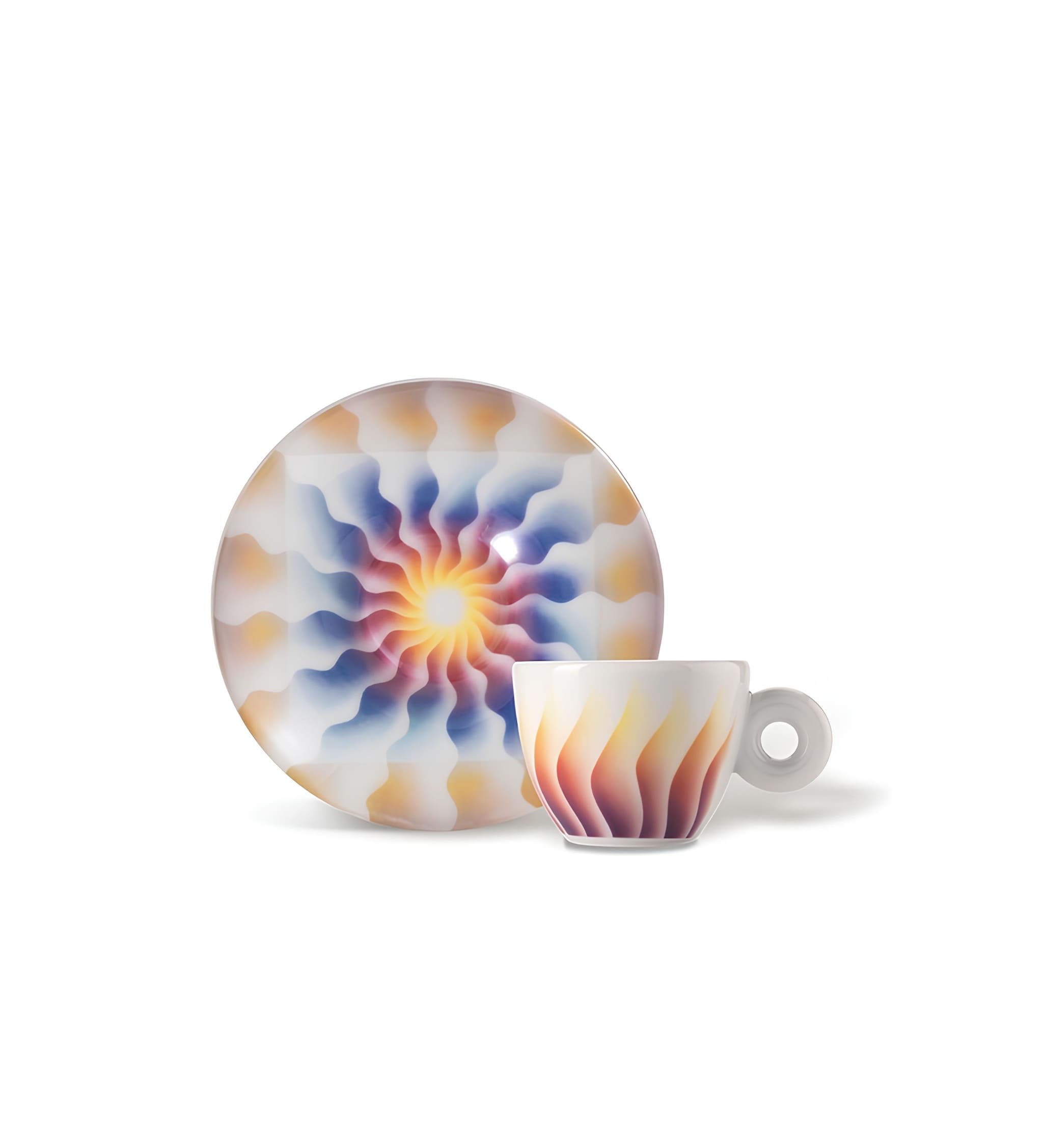 illy judy chicago espresso csésze alátéttel színes absztrakt mintával 2