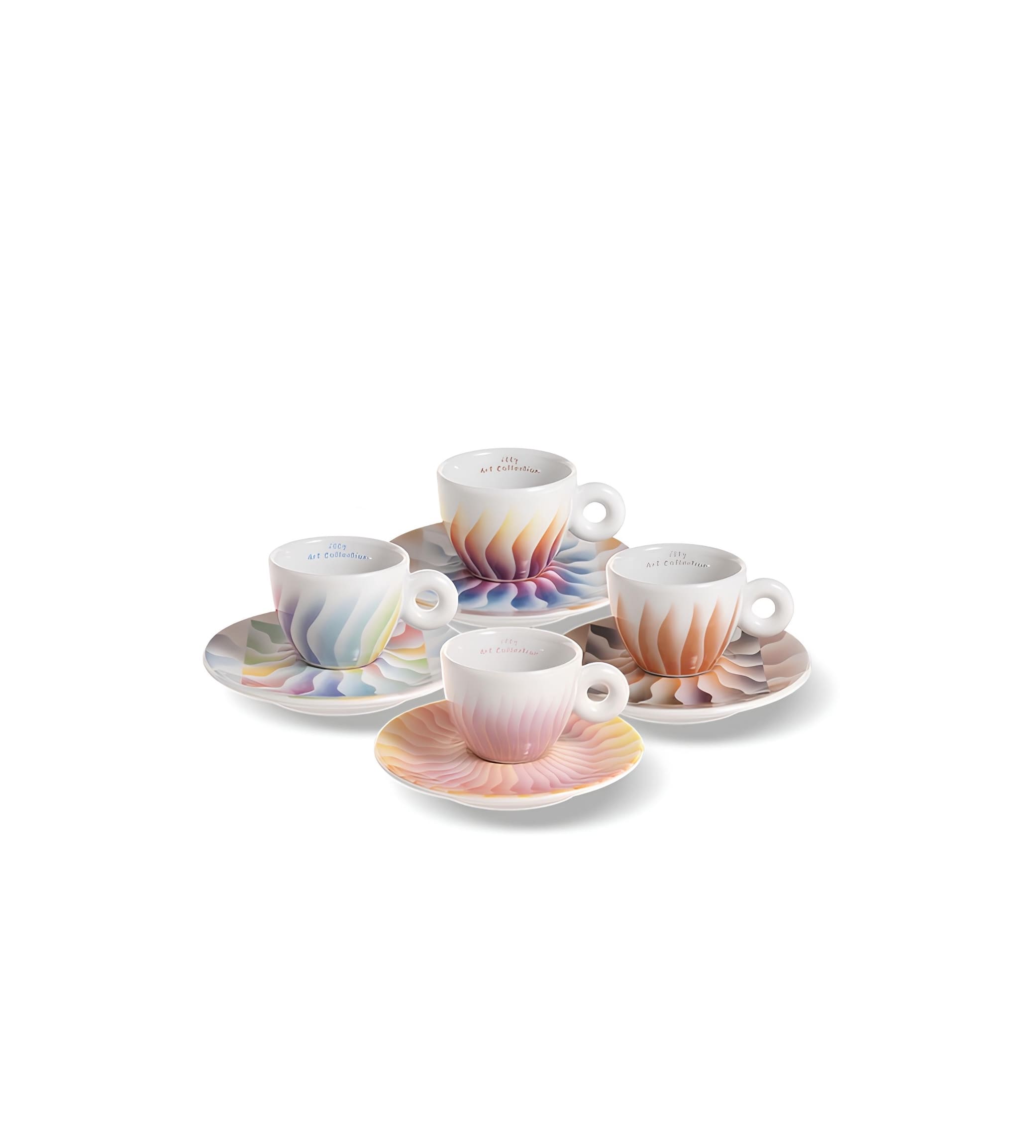 illy art judy chicago espresso csésze szett négy darabos művészi kivitelben alátéttel