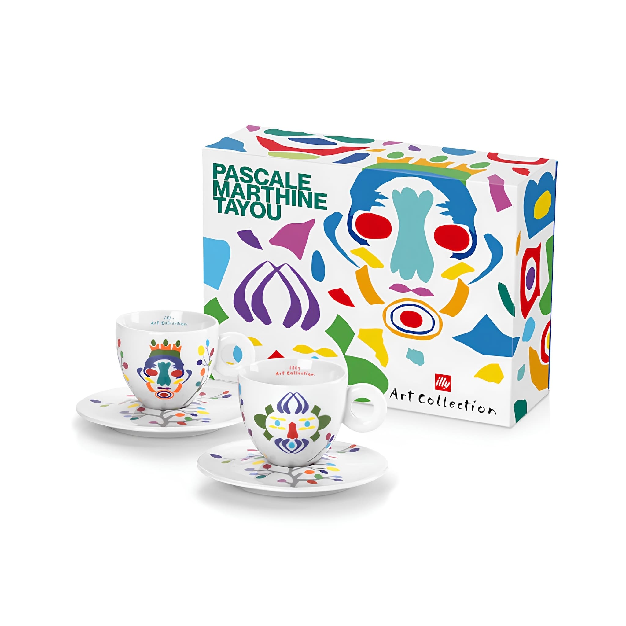Doboz és 2 csésze együtt – Illy Art Pascale Marthine Tayou cappuccino szett