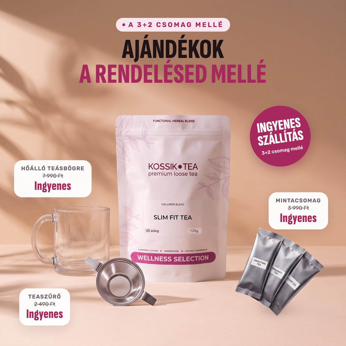 Slim Fit Tea – ajándékok a 3+2 csomag mellé