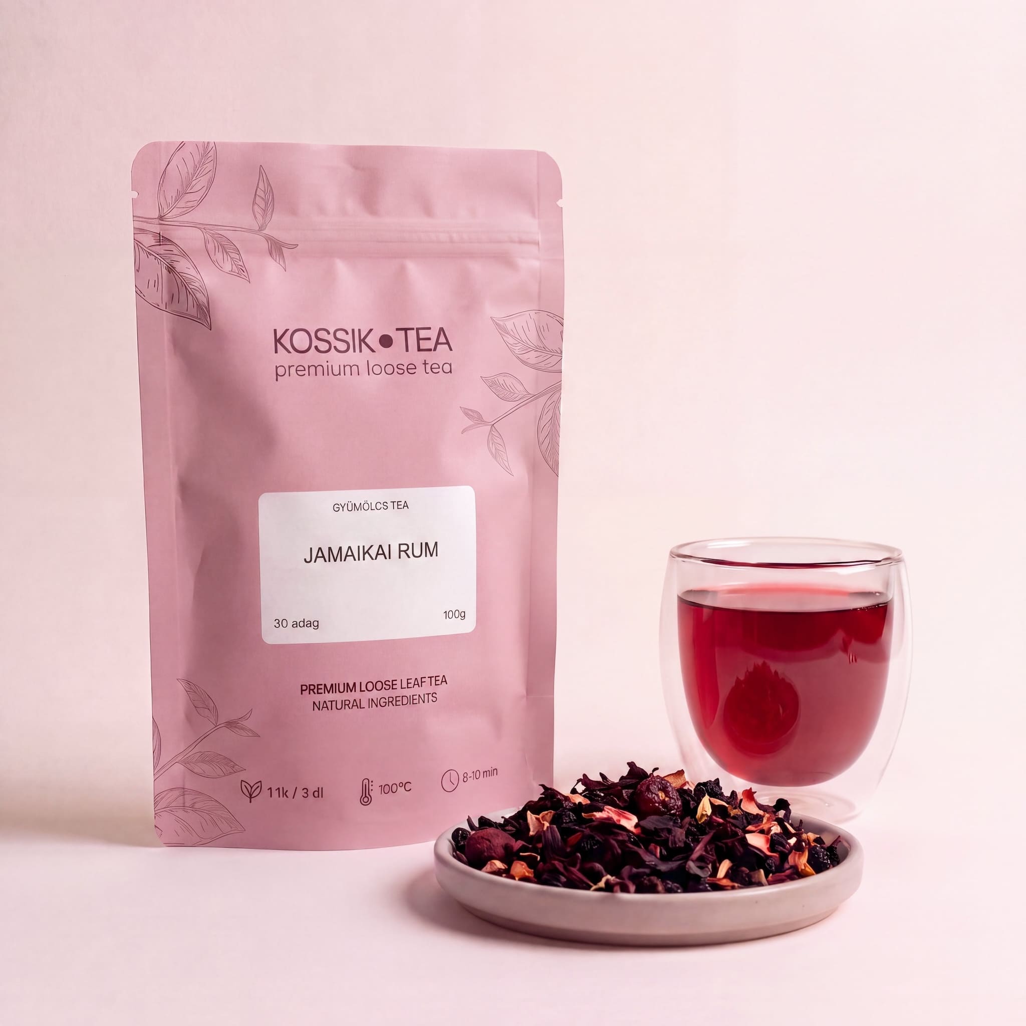 Jamaikai Rum gyümölcstea csomagolása – Kossik Tea & Coffee