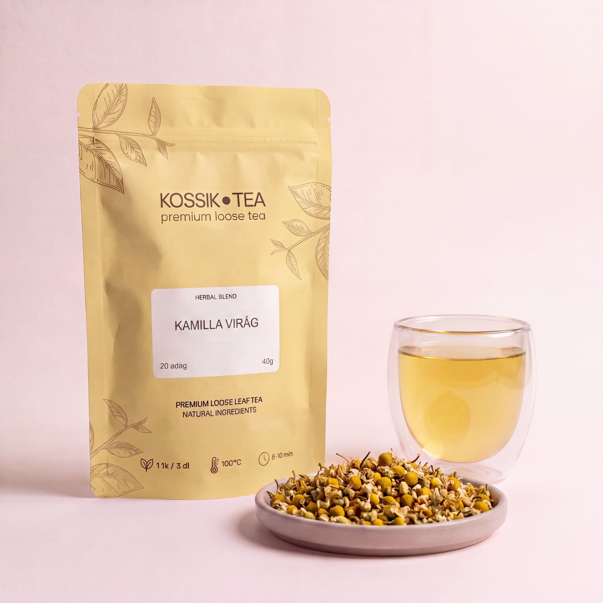Kamilla Virág tea csomagolása – Kossik Tea & Coffee