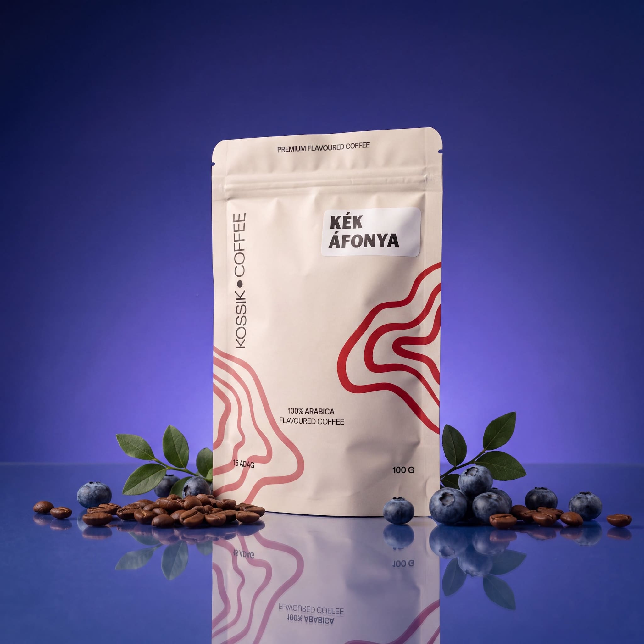 kék áfonya ízesítésű 100% arabica kávé, kiváló minőségű prémium termék