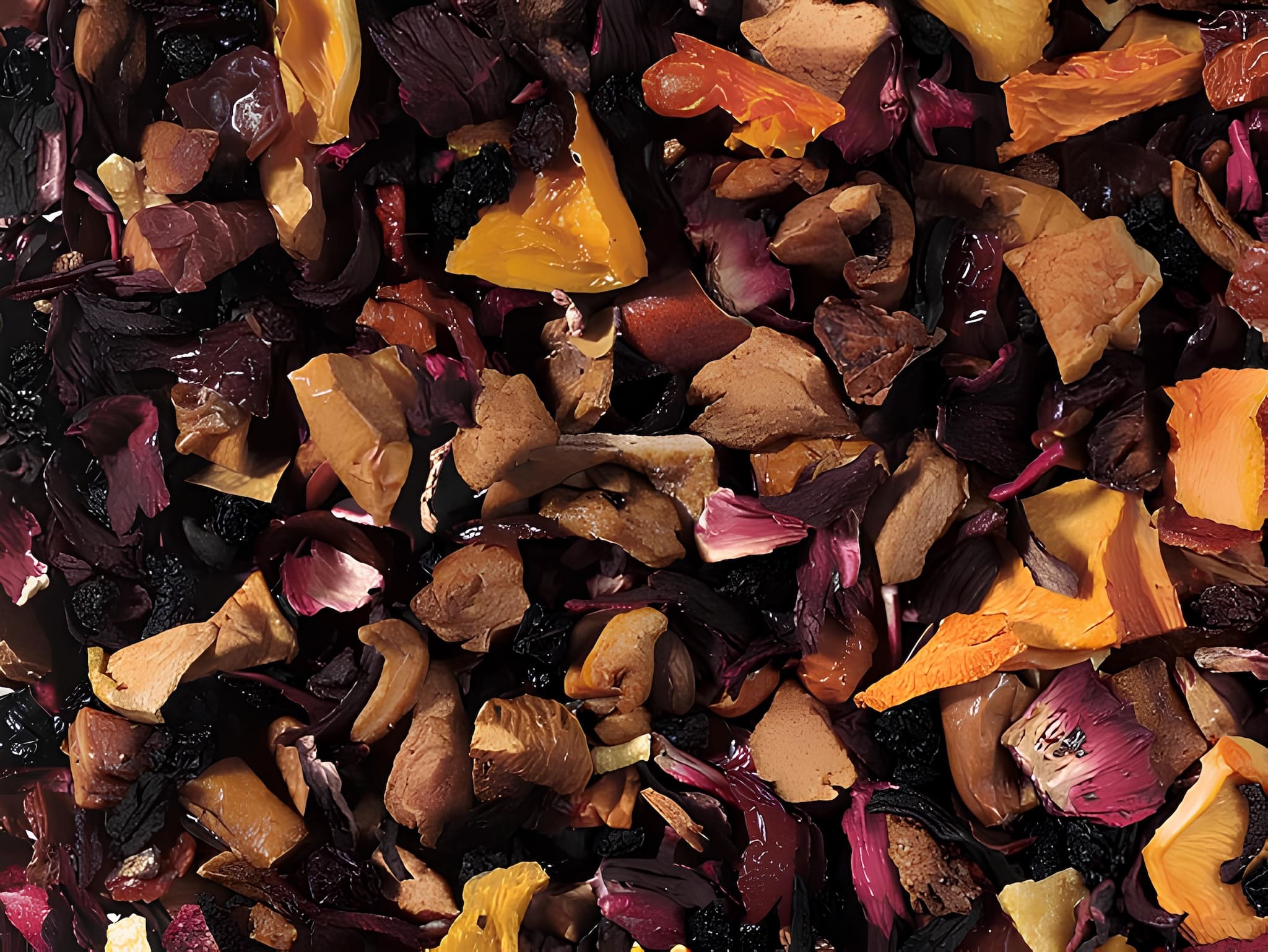 mangó-maracuja koffeinmentes gyümölcs szálas tea, trópusi ízvilág, prémium minőség, elérhető 100g és 250g kiszerelésben