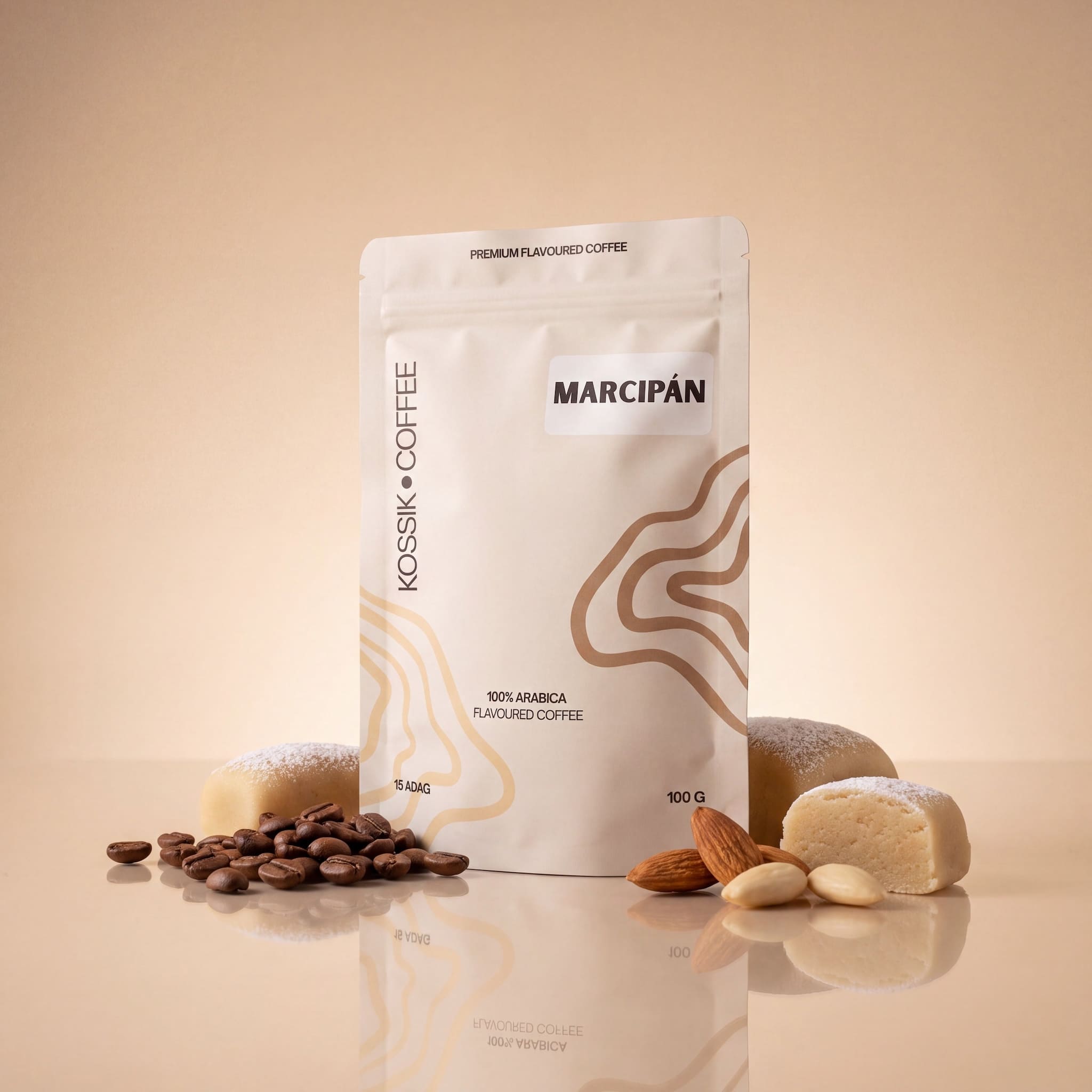 marcipán aromával gazdagított 100% arabica kávé, prémium minőség