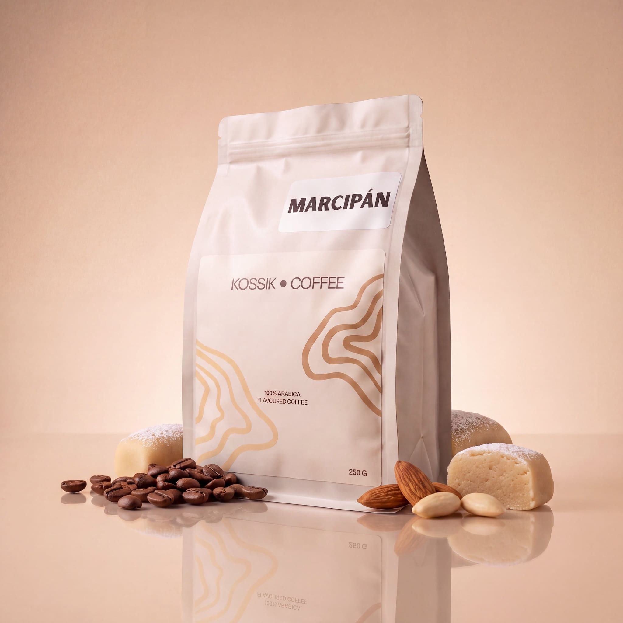 marcipán aromával gazdagított 100% arabica kávé, prémium minőség
