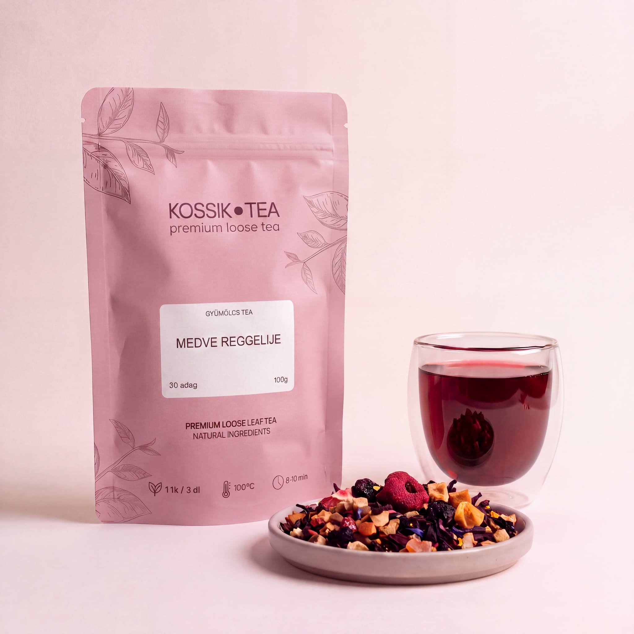 Medve Reggelije gyümölcstea csomagolása – Kossik Tea & Coffee