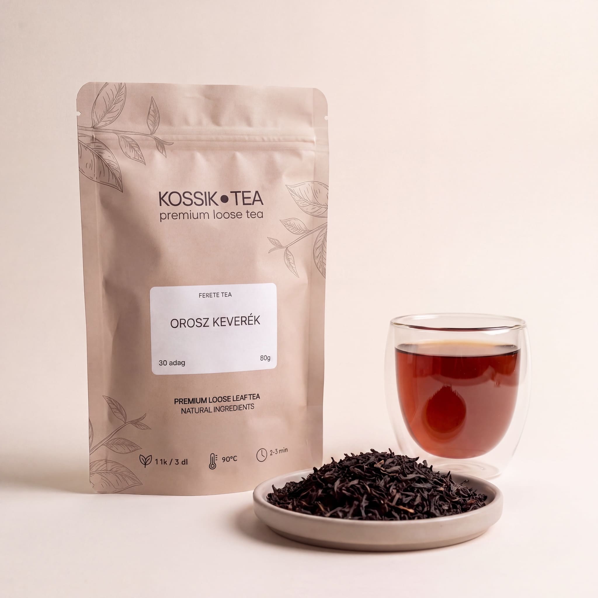 Orosz Keverék fekete tea csomagolása – Kossik Tea & Coffee