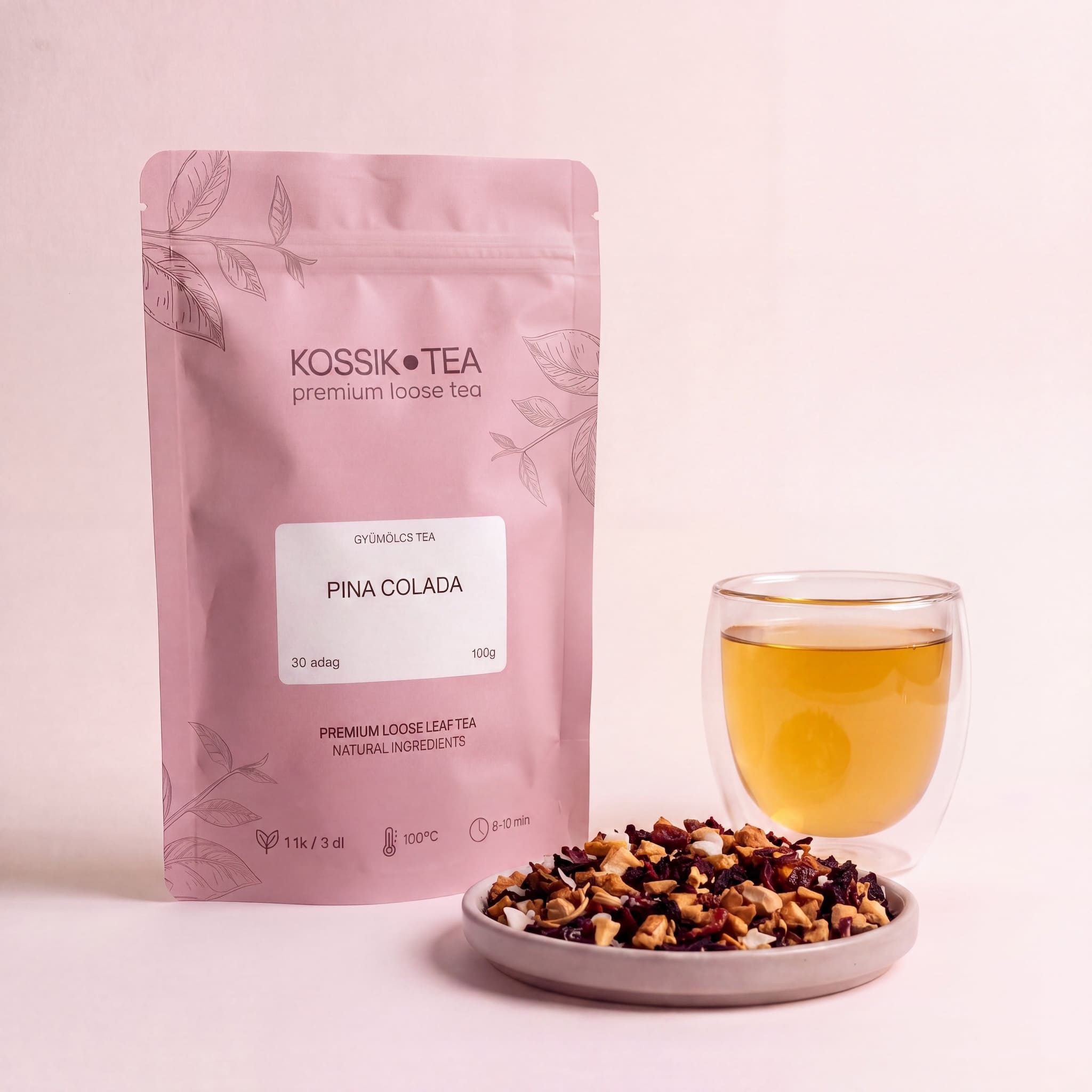 Pina Colada gyümölcstea csomagolása – Kossik Tea & Coffee