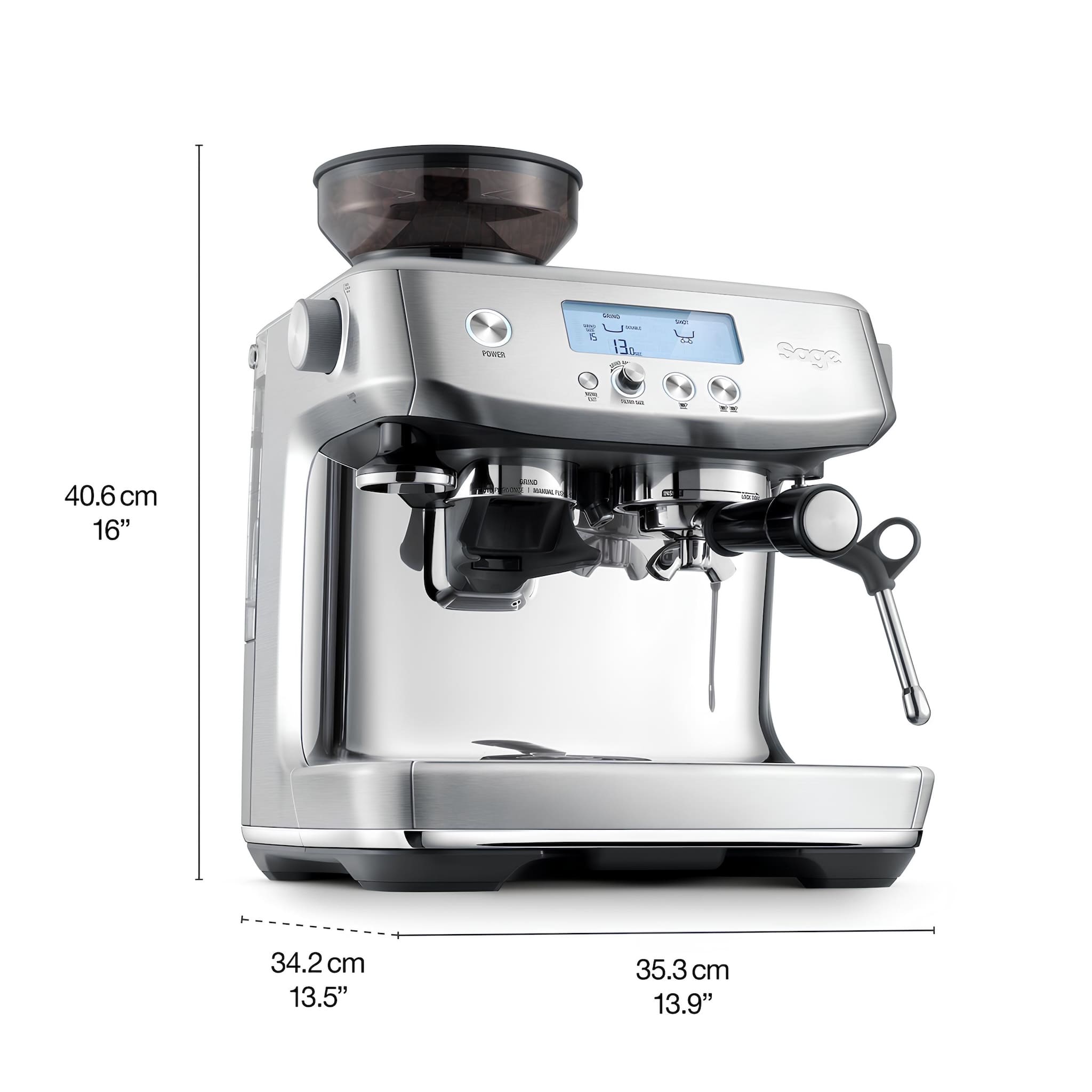 sage barista pro kávégép méretei kijelölve a készüléken