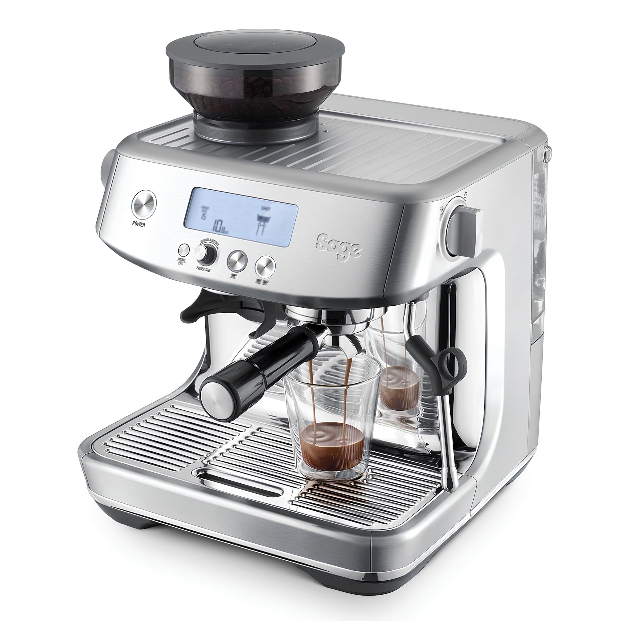 sage barista pro kávéfőző felülnézetből kávékészítés közben