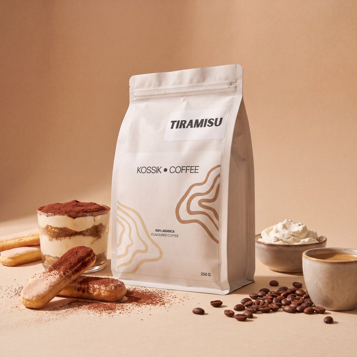 tiramisu ízvilágú 100% arabica kávé, prémium termék