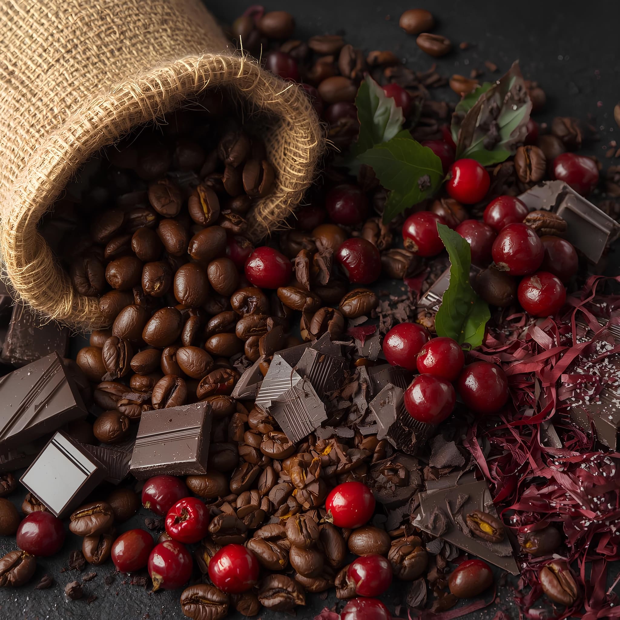 tőzegáfonya és étcsokoládé ízekkel gazdagított 100% arabica kávé, többféle kiszerelésben, prémium minőség