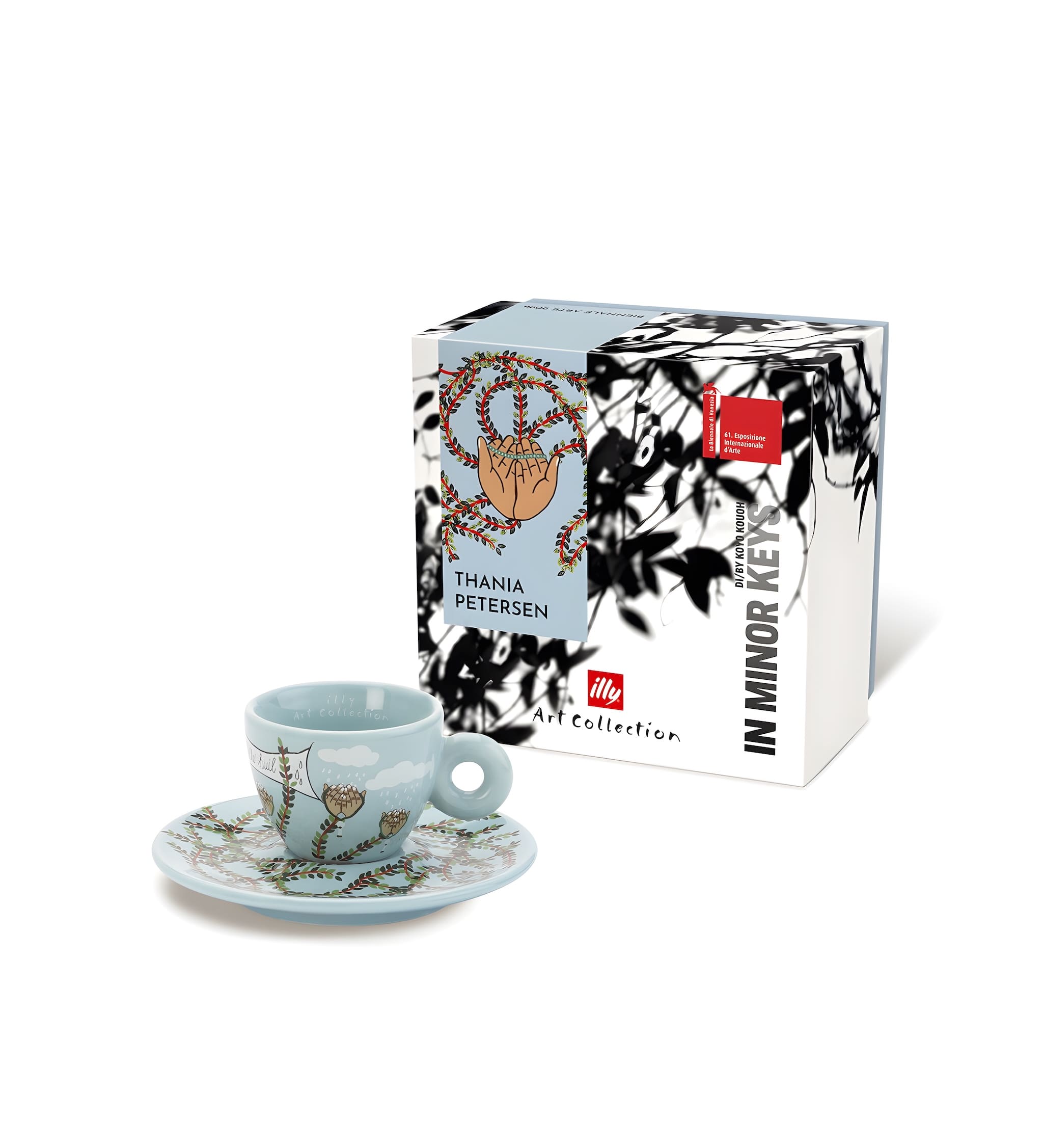 Illy Art Biennale Espresso kávéscsésze Petersen kék botanikus minta alátéttel