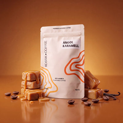angol karamell aromával készült 100% arabica kávé, prémium minőségű