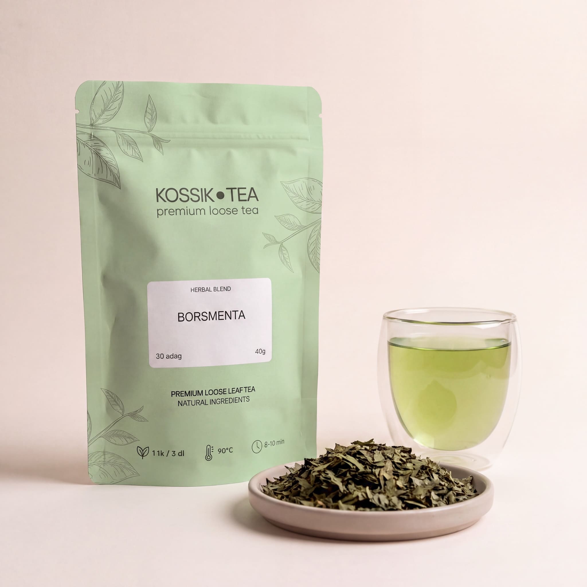 Borsmenta gyógynövény tea csomagolása – Kossik Tea & Coffee