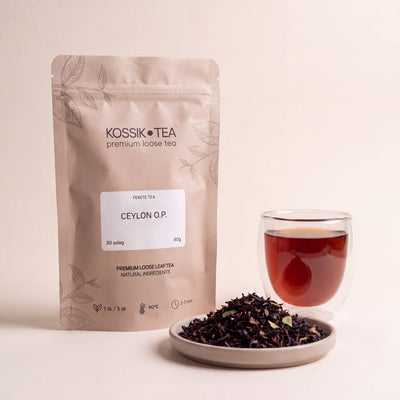 Ceylon O.P. fekete tea csomagolása – Kossik Tea & Coffee