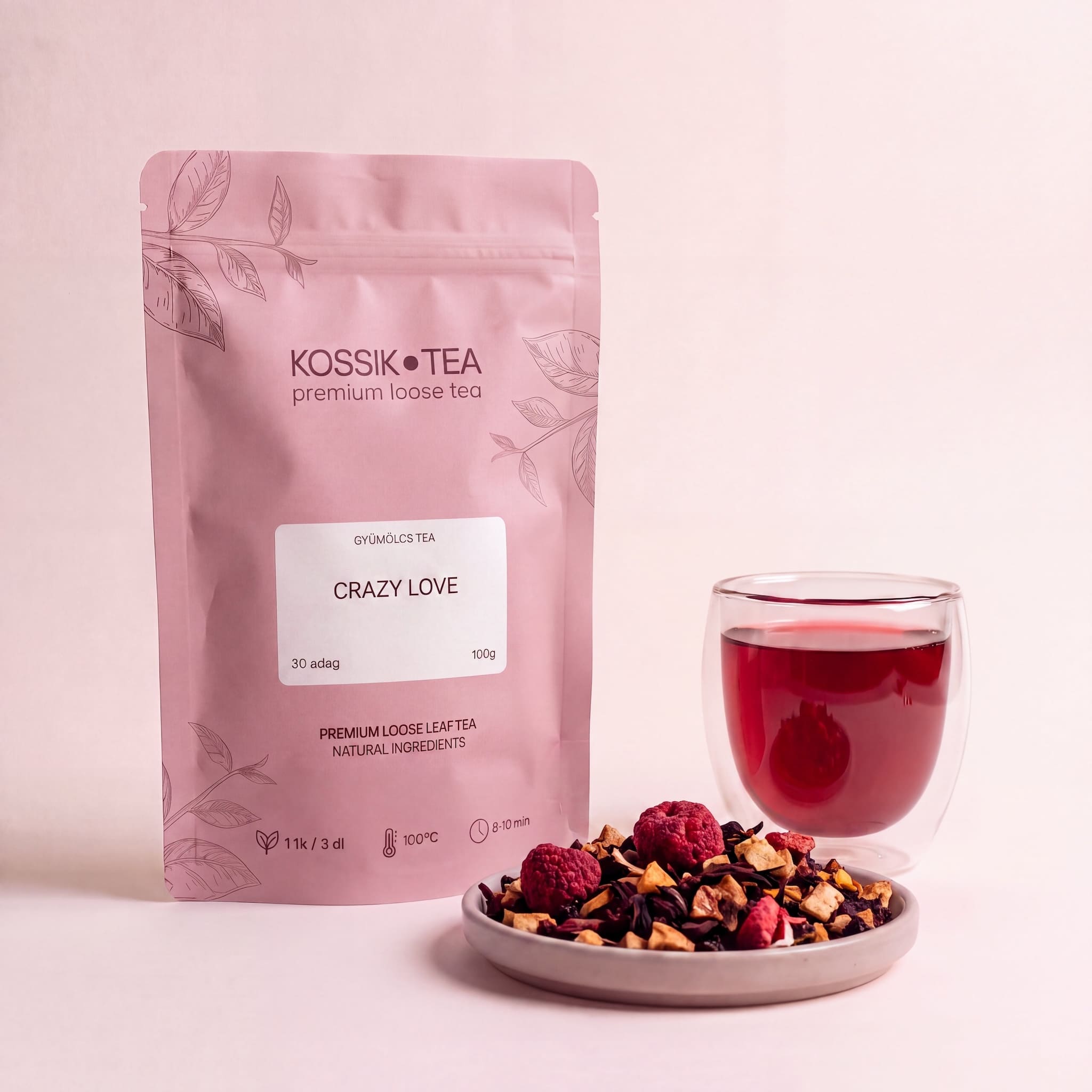 Crazy Love gyümölcstea csomagolása – Kossik Tea & Coffee