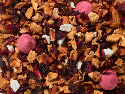 cseresznye habcsók koffeinmentes gyümölcs szálas tea, édes és lágy ízvilág, prémium minőség, 100g és 250g kiszerelésben