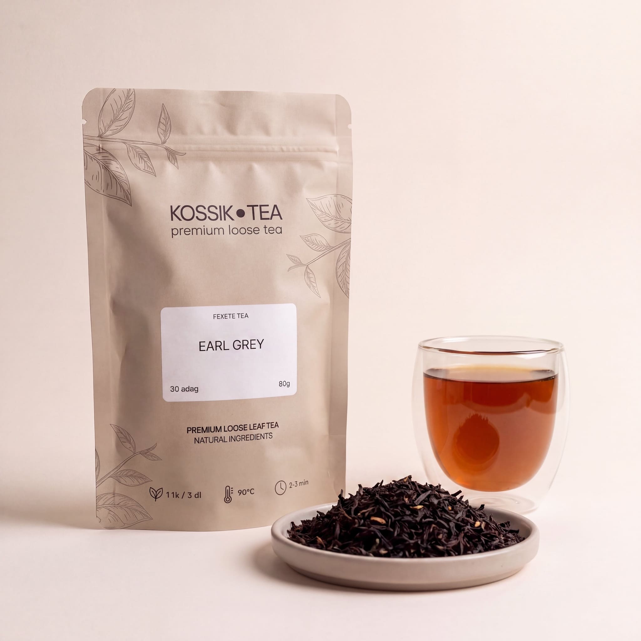 Earl Grey fekete tea csomagolása – Kossik Tea & Coffee