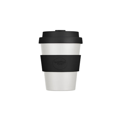 fenntartható ecoffee cup black nature fekete fehér kávés pohár 180 ml tetővel, újrahasználható kulacs