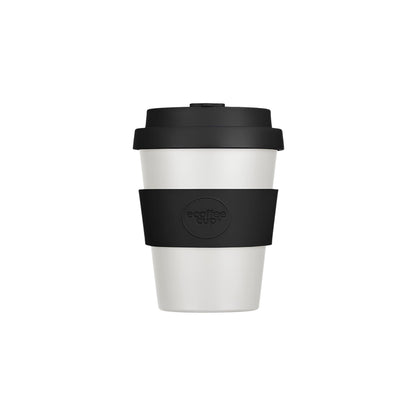 fenntartható ecoffee cup black nature fekete fehér kávés pohár 180 ml tetővel, újrahasználható kulacs