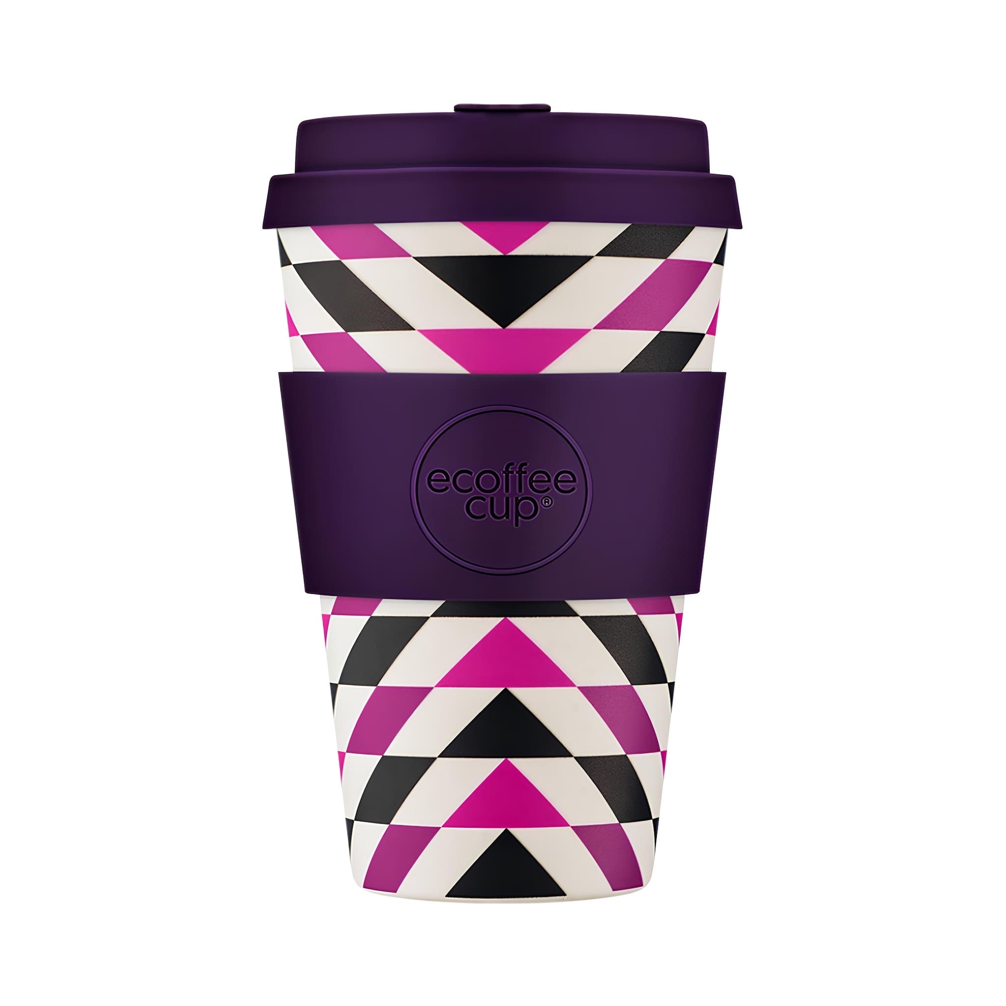 újrahasználható ecoffee cup fancy wang 400 ml mintás kávés pohár tetővel, fenntartható kulacs
