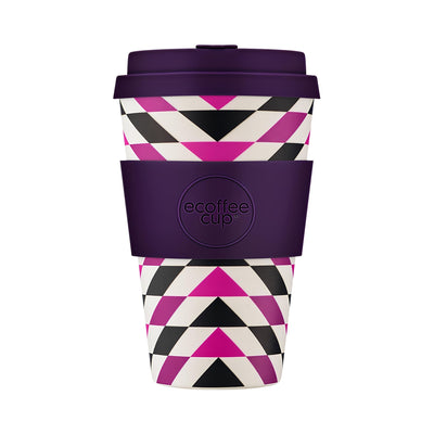 újrahasználható ecoffee cup fancy wang 400 ml mintás kávés pohár tetővel, fenntartható kulacs