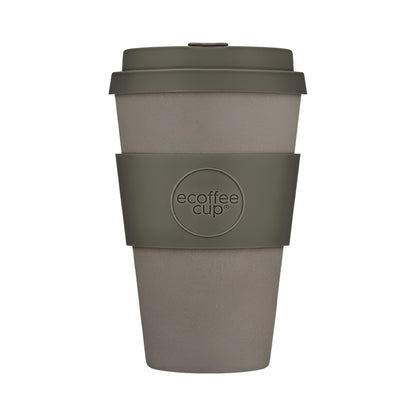 fenntartható ecoffee cup molto grigio barnás szürke 400 ml kulacs tetővel, újrahasználható kávéspohár