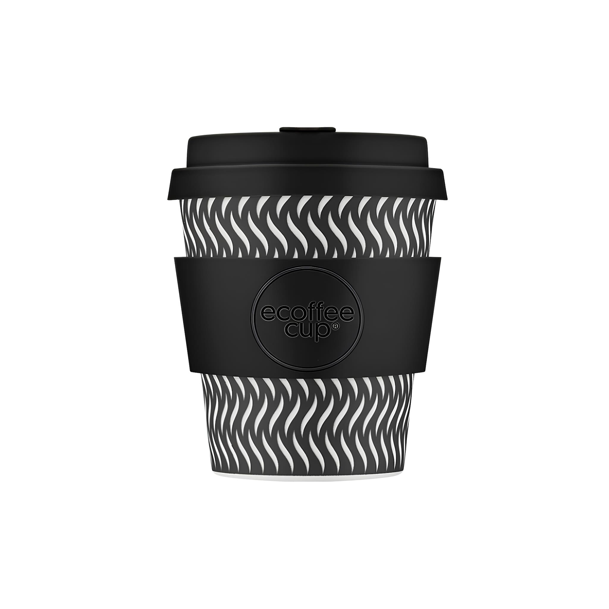 fenntartható ecoffee cup spin foam mintás kávés pohár 240 ml tetővel, újrahasználható kulacs