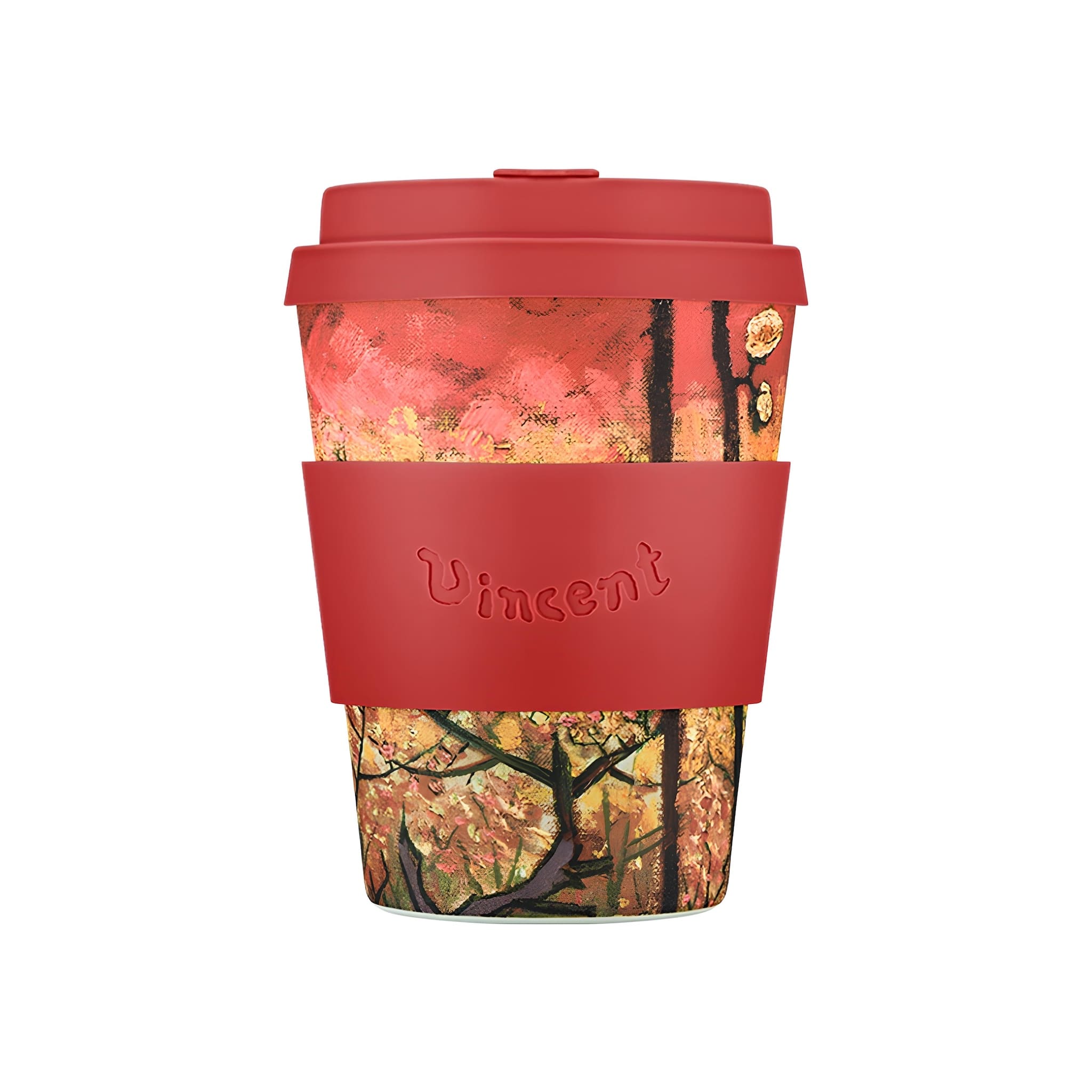 ecoffee cup van gogh flowering plum kávés pohár 350 ml fenntartható tetővel, újrahasználható kulacs művészi kollekció