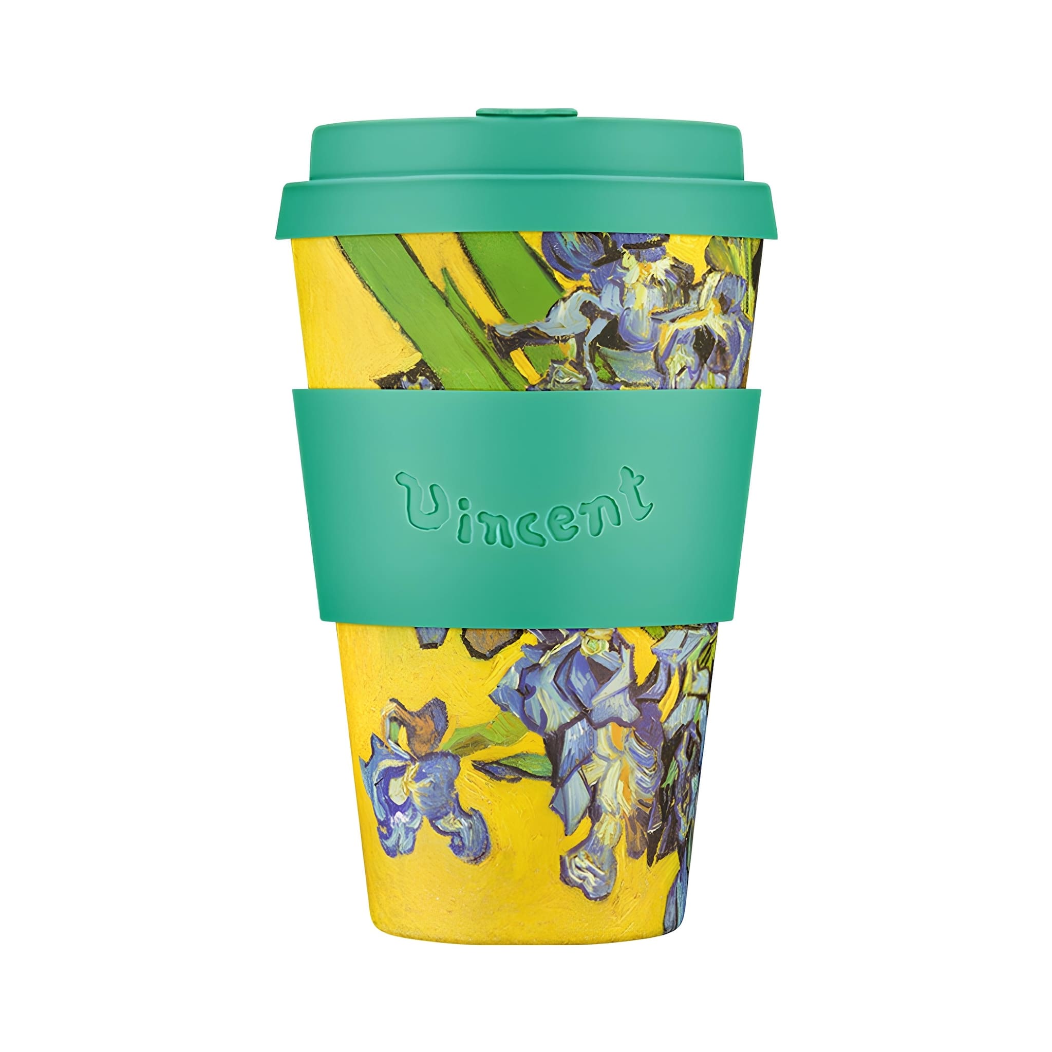 ecoffee cup van gogh irises kávés pohár 400 ml tetővel, környezetbarát kulacs művészi kollekció