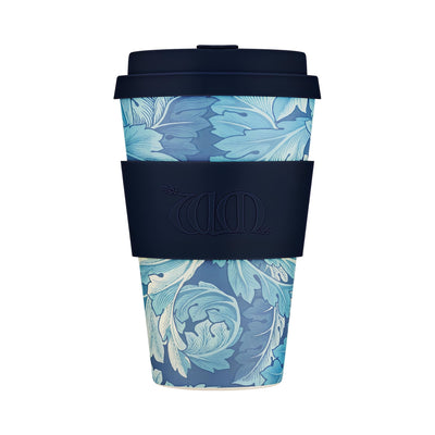 ecoffee cup william morris acanthus fenntartható kávés pohár 400 ml tetővel, újrahasználható kulacs művészi kollekció