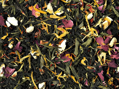 éjszaka gyöngye fekete-zöld szálas tea, harmonikus ízvilág, koffeintartalmú prémium minőség, 100g és 250g kiszerelésben