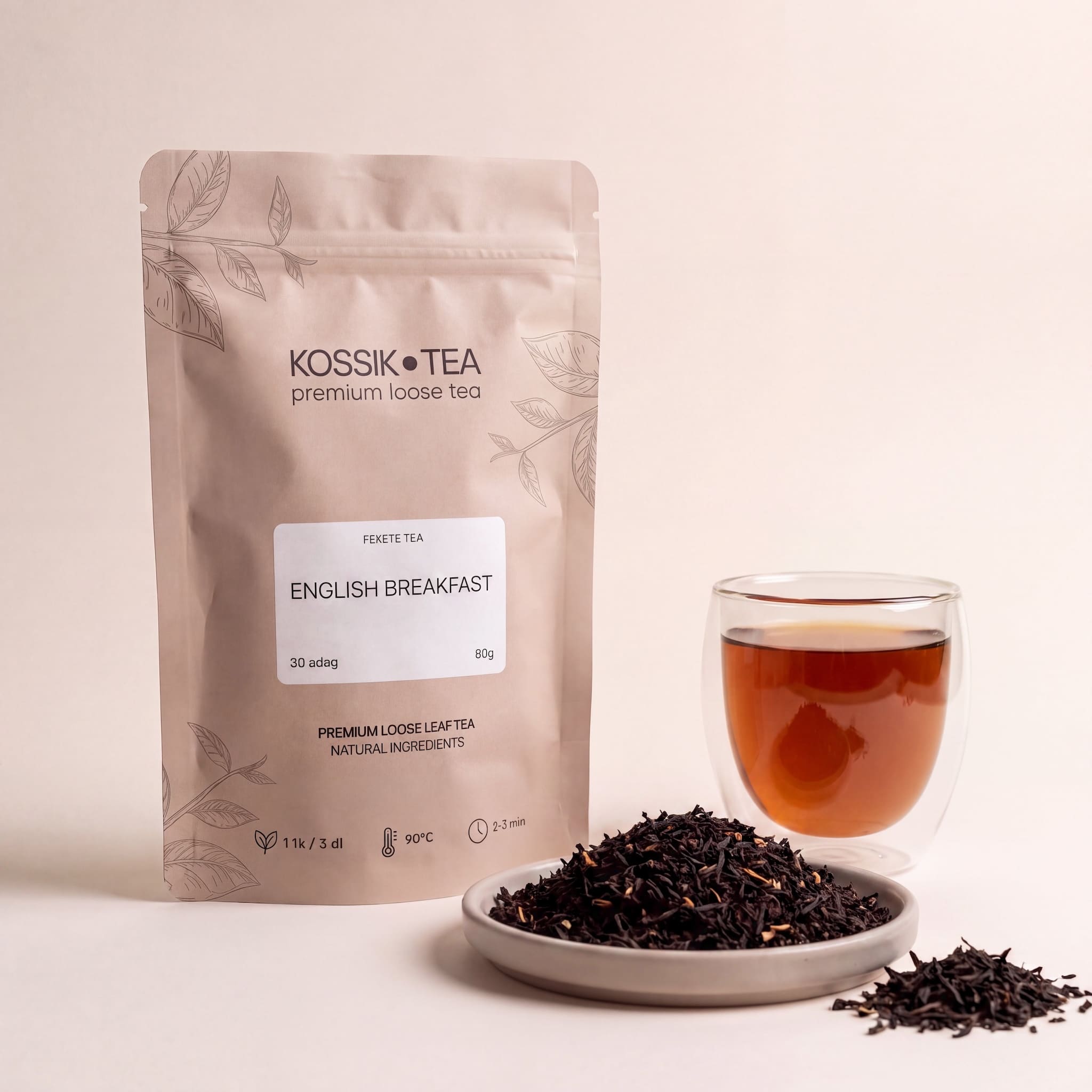 English Breakfast fekete tea csomagolása – Kossik Tea & Coffee