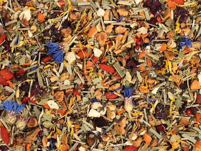 feng shui kiegyensúlyozó koffeinmentes gyógynövény szálas tea, prémium minőség, elérhető 100g és 250g kiszerelésben