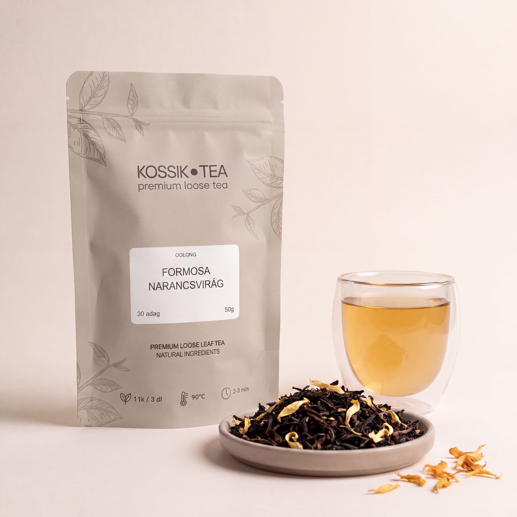 Formosa Narancsvirág Oolong tea csomagolása – Kossik Tea & Coffee